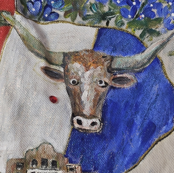 One of a kind distressed hand painted Texas vest - Picture 11 of 12